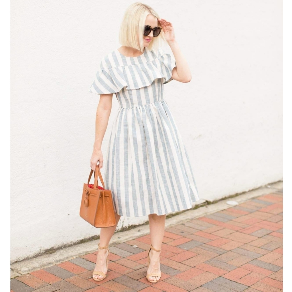 Rachel Parcell Santorini Ruffle Striped Dress